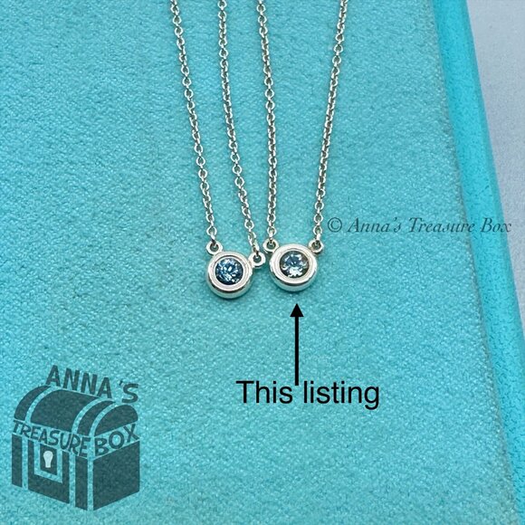 Tiffany & Co. 925 Silver CBTY 0.15 Carat Aquamarine 16" Necklace (bx, pch, rbbn) - Picture 9 of 9